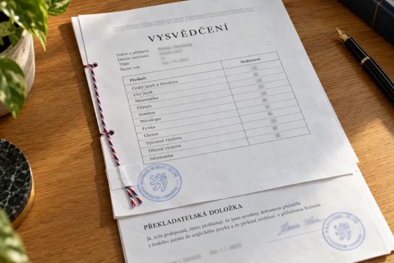 překladu vysvědčení
